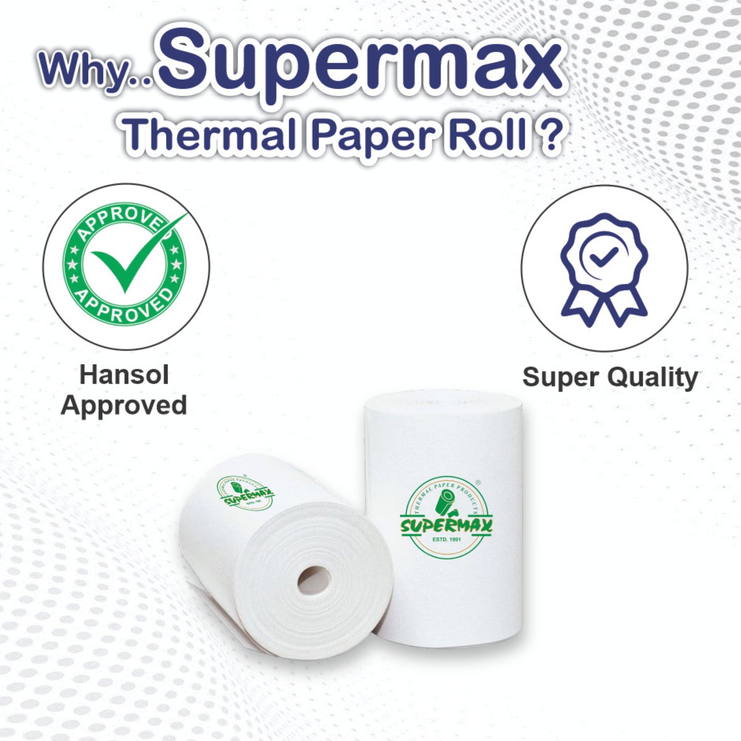 SUPERMAX PREMIUM THERMAL PAPER POS ROLLS 78/79/80 MM 3INCHES P4 PACK OF 10 ROLLS