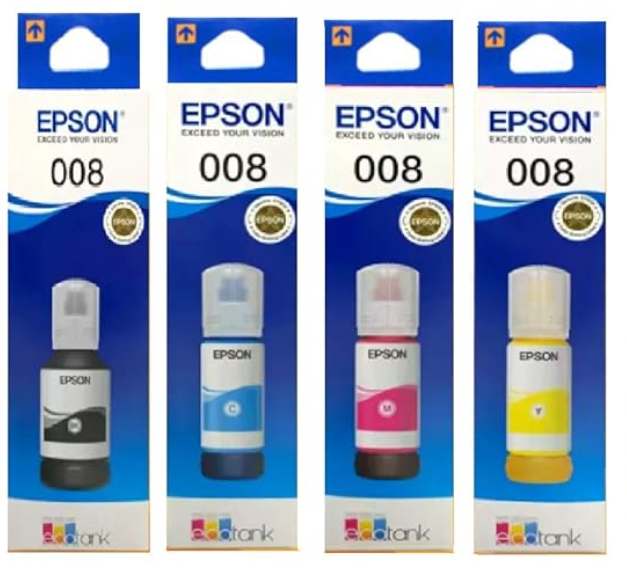 Epson 008 Black Cyan Magenta Yellow Ink Set Bottle
