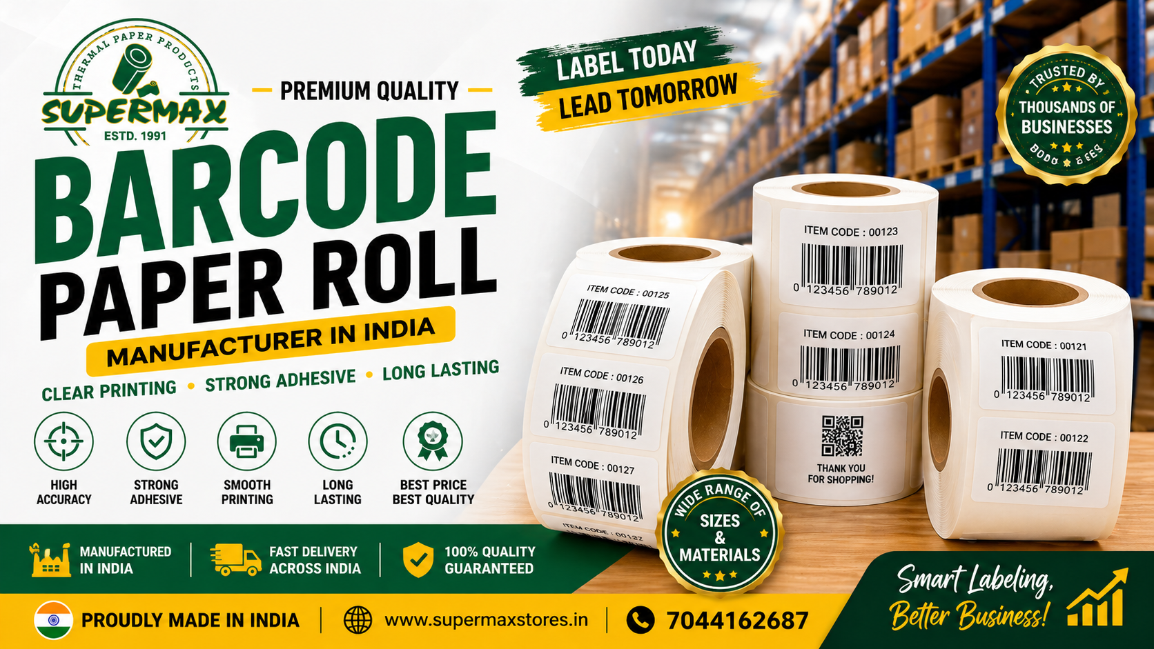 Barcode Paper Roll Manufacturer in India