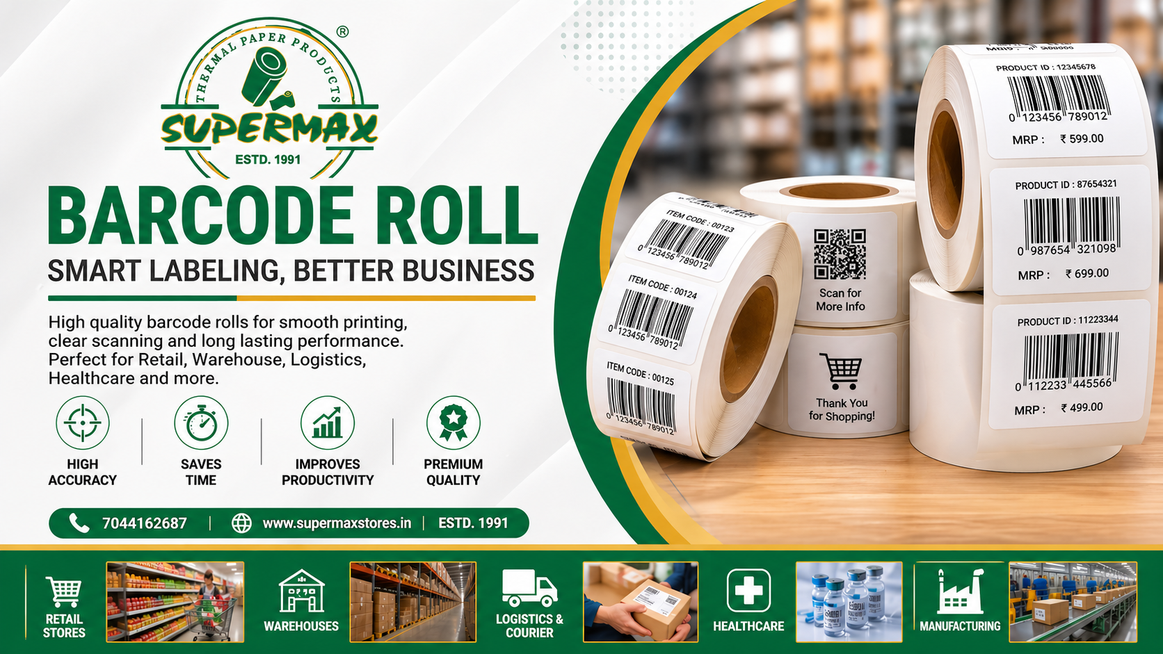 Best Barcode Roll for Labeling & POS | Buy Barcode Labels Online India