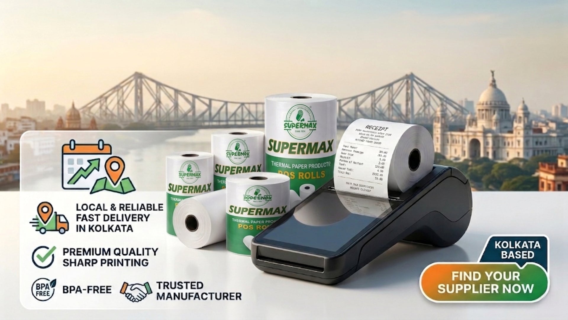 Best Thermal Paper Roll Manufacturer in Kolkata – High Quality POS &amp; Billing Rolls Supplier