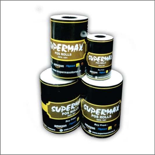 SUPERMAX PREMIUM THERMAL PAPER POS ROLLS 78/79/80 MM 3 INCHES E50  PACK OF 10ROLLS