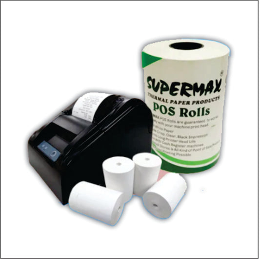 SUPERMAX PREMIUM THERMAL PAPER POS ROLLS 78/79/80 MM MM 3 INCHES P5 PACK OF 10 ROLLS