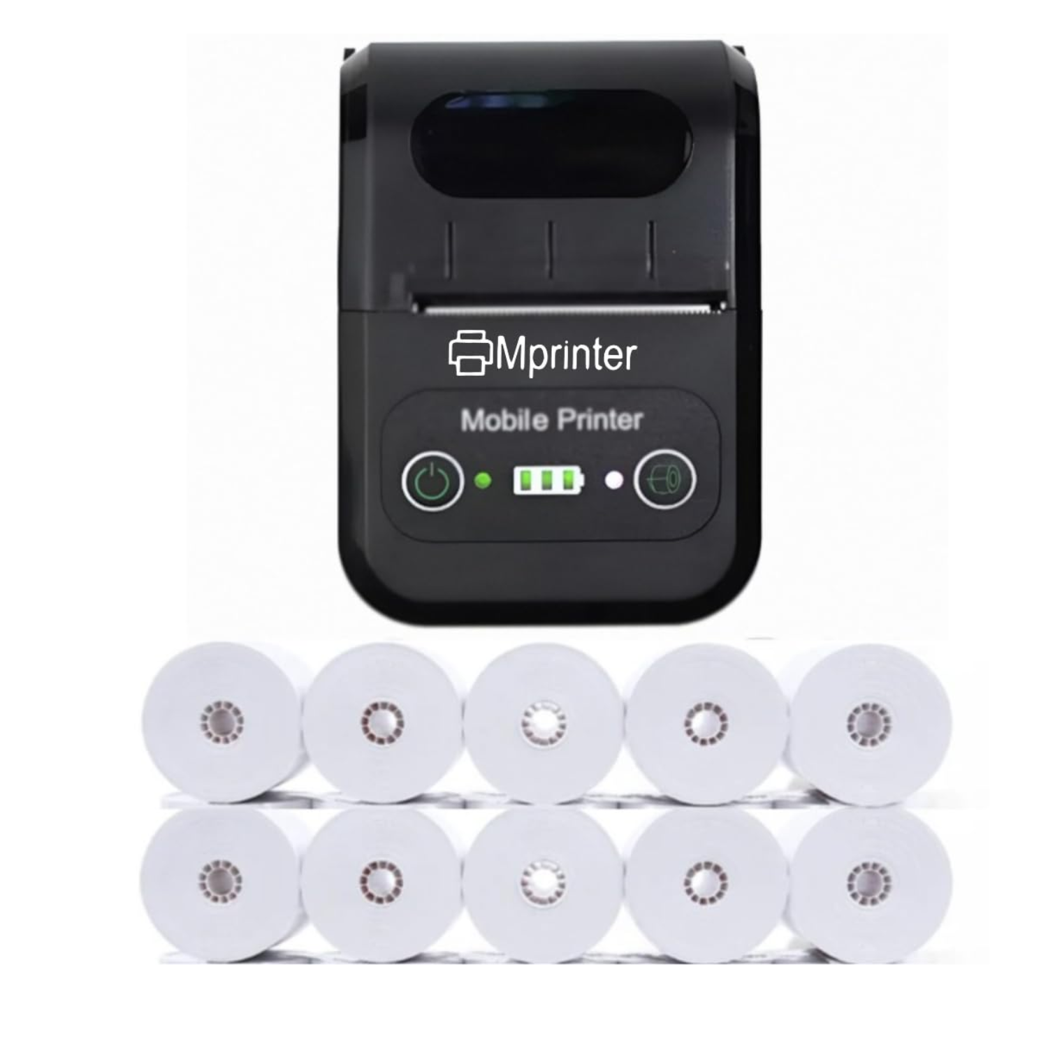 Mprinter MPT-II 58mm Thermal Printer Bluetooth POS Android 2 Inch Receipt Bill Printing Machine (Includes 10pcs Thermal Paper Rolls / Mobile Printer for Shop, Restaurant, Swiggy, Zomato, KOT & Mini Market)