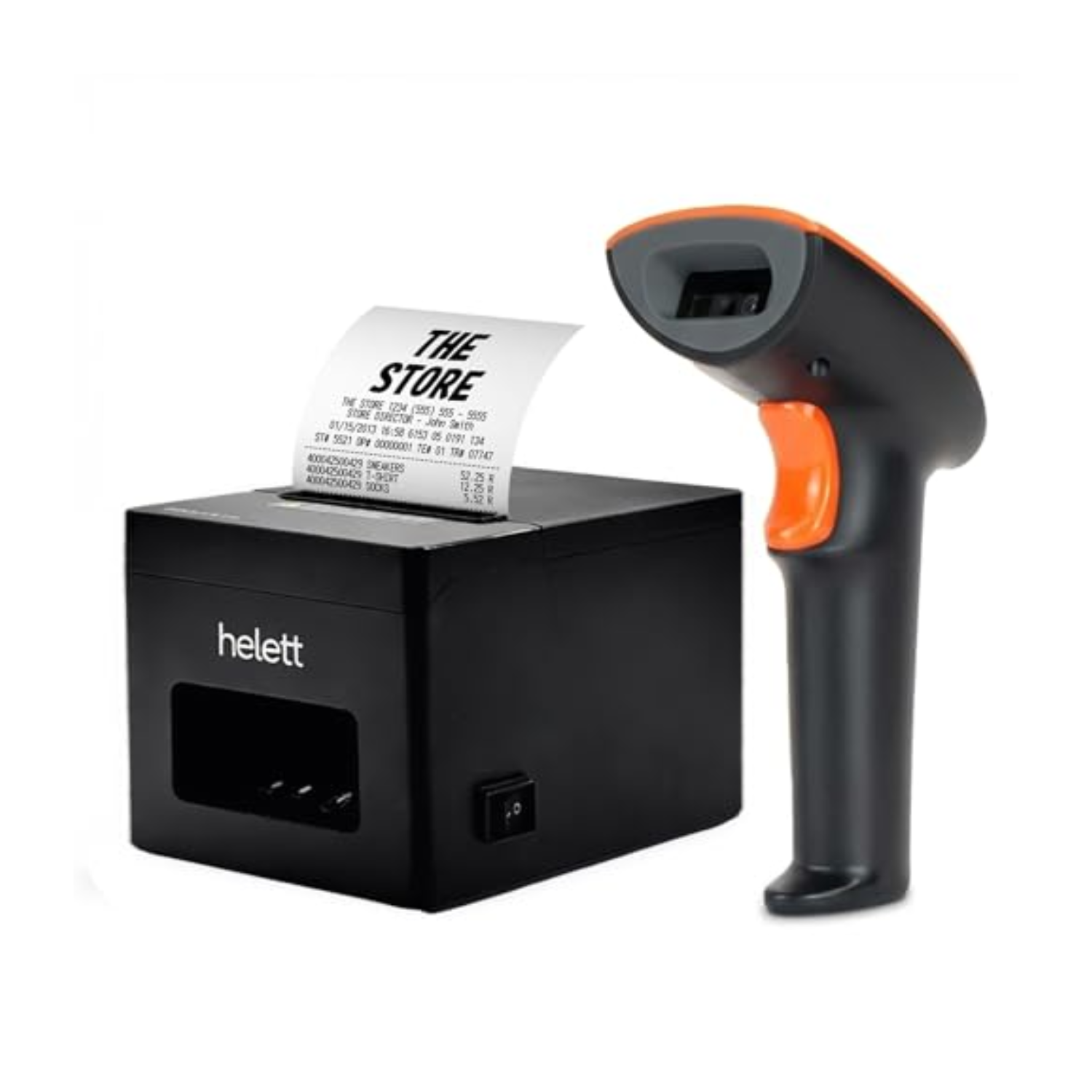 helett BillQuick Lite 80mm Thermal Receipt Printer + HT20Pro Wireless 2D Barcode Scanner Combo (250mm/s High-Speed POS Printer / USB, Bluetooth, 2.4GHz / for Shops & Restaurants)