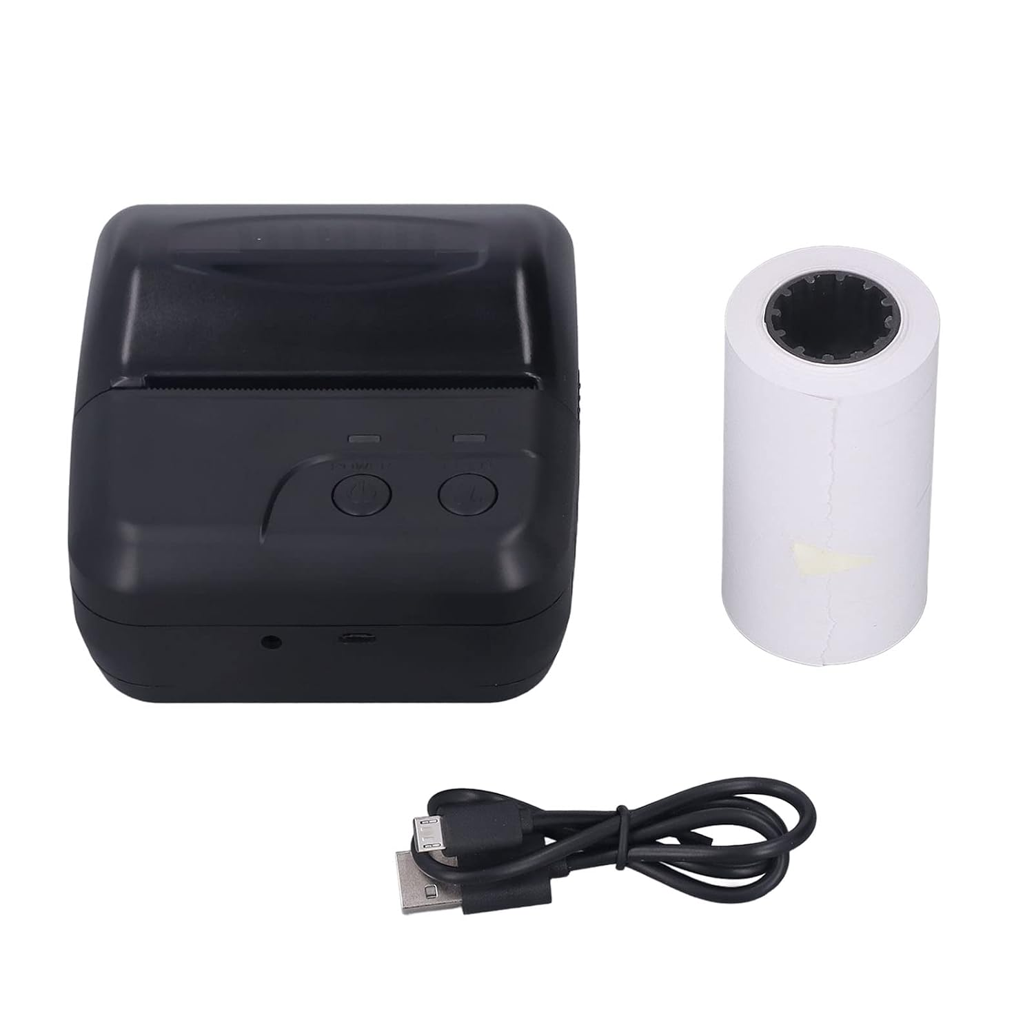 Beufee 80mm Thermal Receipt Printer (Portable Mini USB Bluetooth Thermal POS Printer / High Speed Clear Printing with Auto Cutter and Starter Paper Roll for Receipt Barcode Label Order / Black)