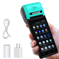 Symcode Handheld POS PDA Receipt Printer (Android 8.1 OS / 5.5" Touch Screen / Built-in 58mm Thermal Printer / 1D, 2D & QR Barcode Scanner / Supports 3G, 4G, Bluetooth, Wi-Fi & NFC / Teal & Black)