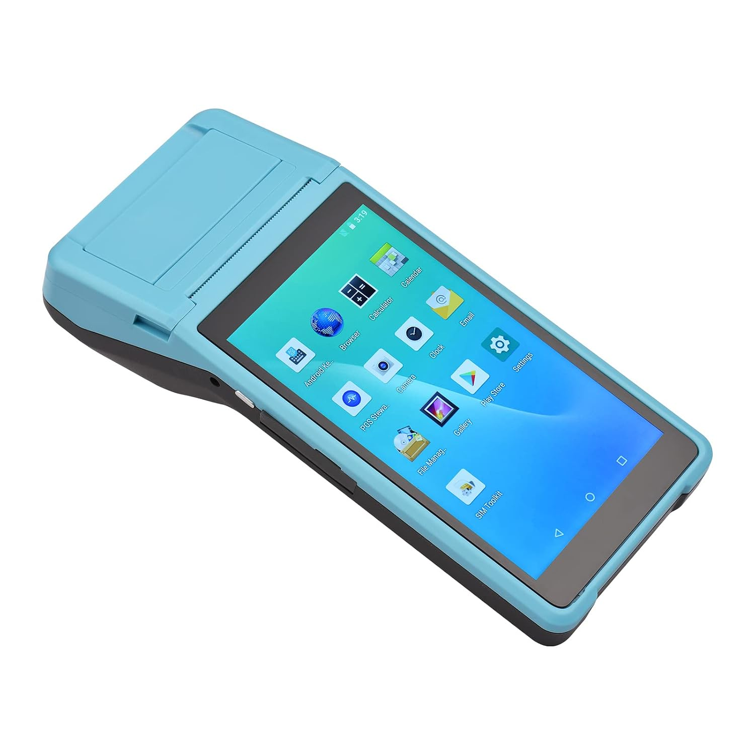 Sunydog Handheld PDA Printer Smart POS Terminal (Portable Wireless Payment Terminal / Bluetooth, Wi-Fi, USB OTG & 3G Communication / Integrated Direct Thermal Receipt Printer / Light Blue)