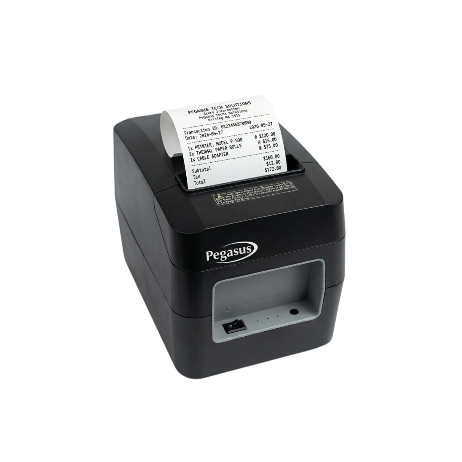 Pegasus PR8023 80mm Thermal Receipt Printer (USB + LAN Ethernet POS Billing Printer / 250mm/s High-Speed Printing / Auto Cutter / QR & Barcode Support / Windows, Android & iOS Compatible / Black)