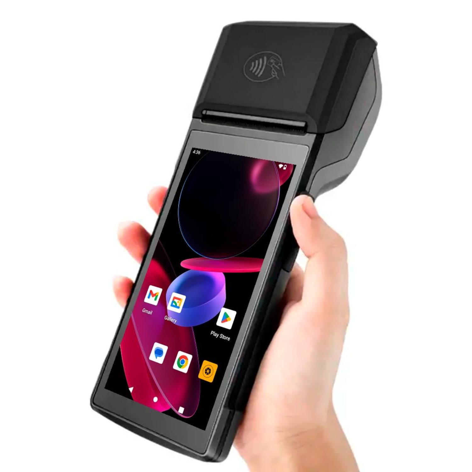 Multzo Handheld Android 14 Smart POS Terminal with 58mm Thermal Receipt Printer (5.5" Touch Screen / 1D, 2D & QR Barcode Scanner / NFC Contactless Reader / 3GB RAM + 32GB ROM / Black)
