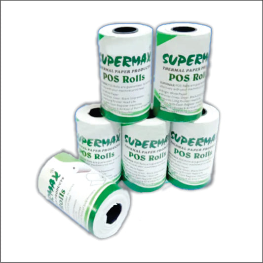 SUPERMAX PREMIUM THERMAL PAPER POS ROLLS 78/79/80 MM,3 INCHES,T48,PACK OF 10 ROLLS