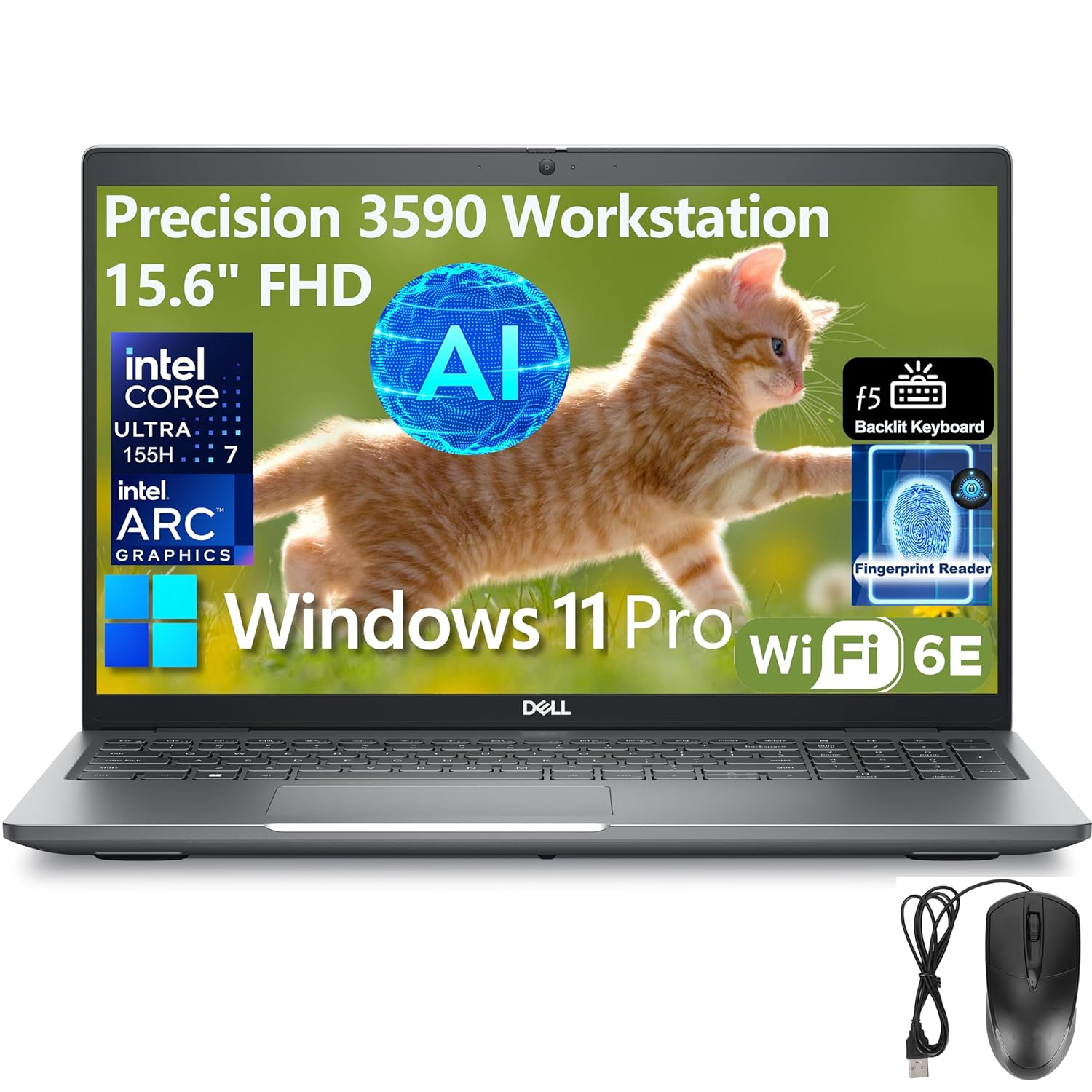 Dell Precision 3590 Mobile Workstation Laptop | Intel Core Ultra 7 155H | 64GB DDR5 RAM | 2TB PCIe SSD | Intel Arc Graphics | 15.6" FHD | Windows 11 Pro