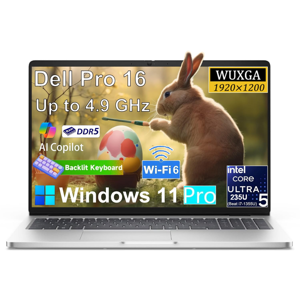 Dell Pro 16 Premium Business Laptop - Intel Core Series 1 5 120U, 16GB DDR5 RAM, 1TB SSD, 16" FHD+ Display, Windows 11 Pro (Grey)