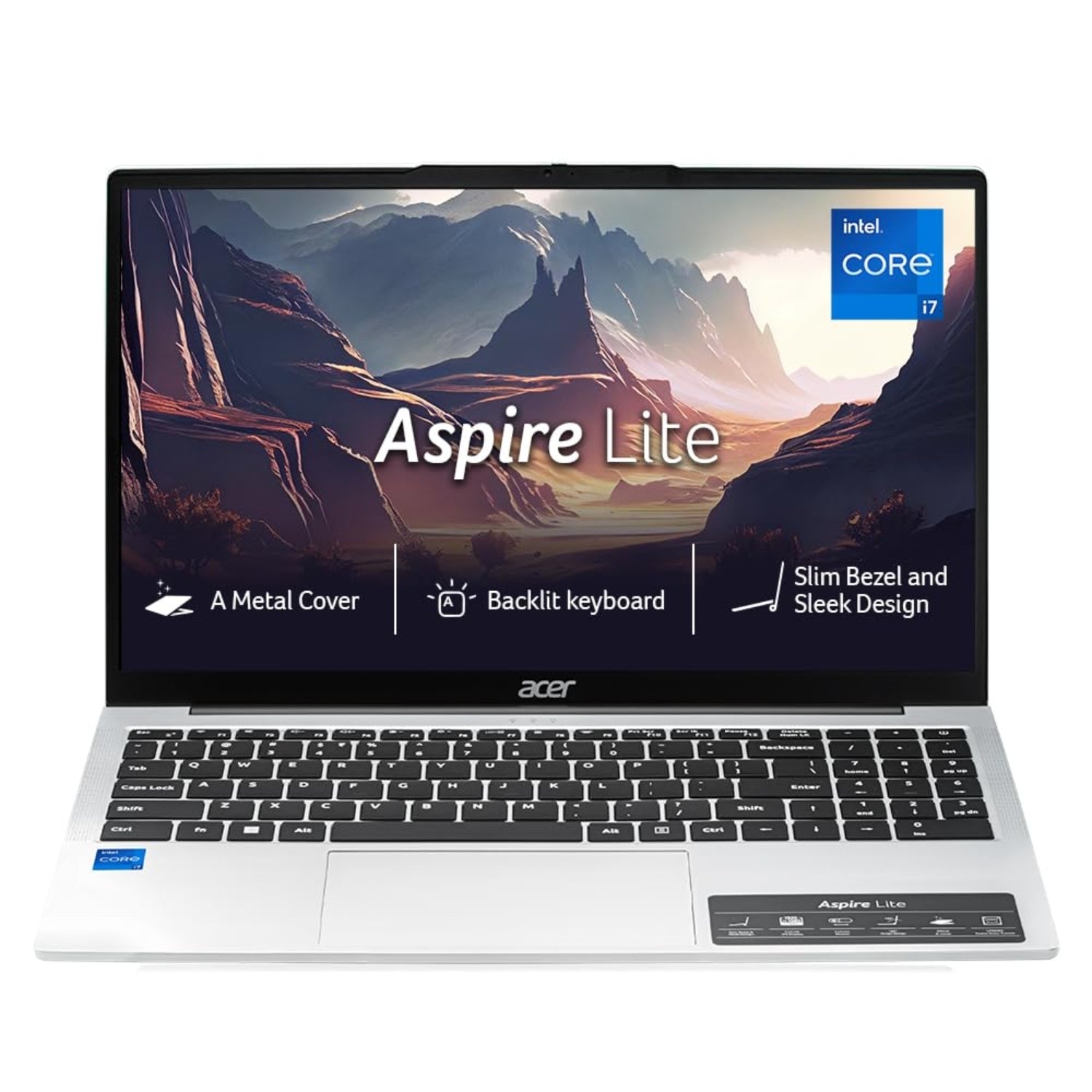 Acer Aspire Lite 12th Gen Laptop - 15.6" FHD IPS Display, Intel Core i7-12650H, 16GB RAM, 512GB SSD, Metal Cover, Backlit KB, Win 11 Home | Thin & Light Premium Laptop (Pure Silver)