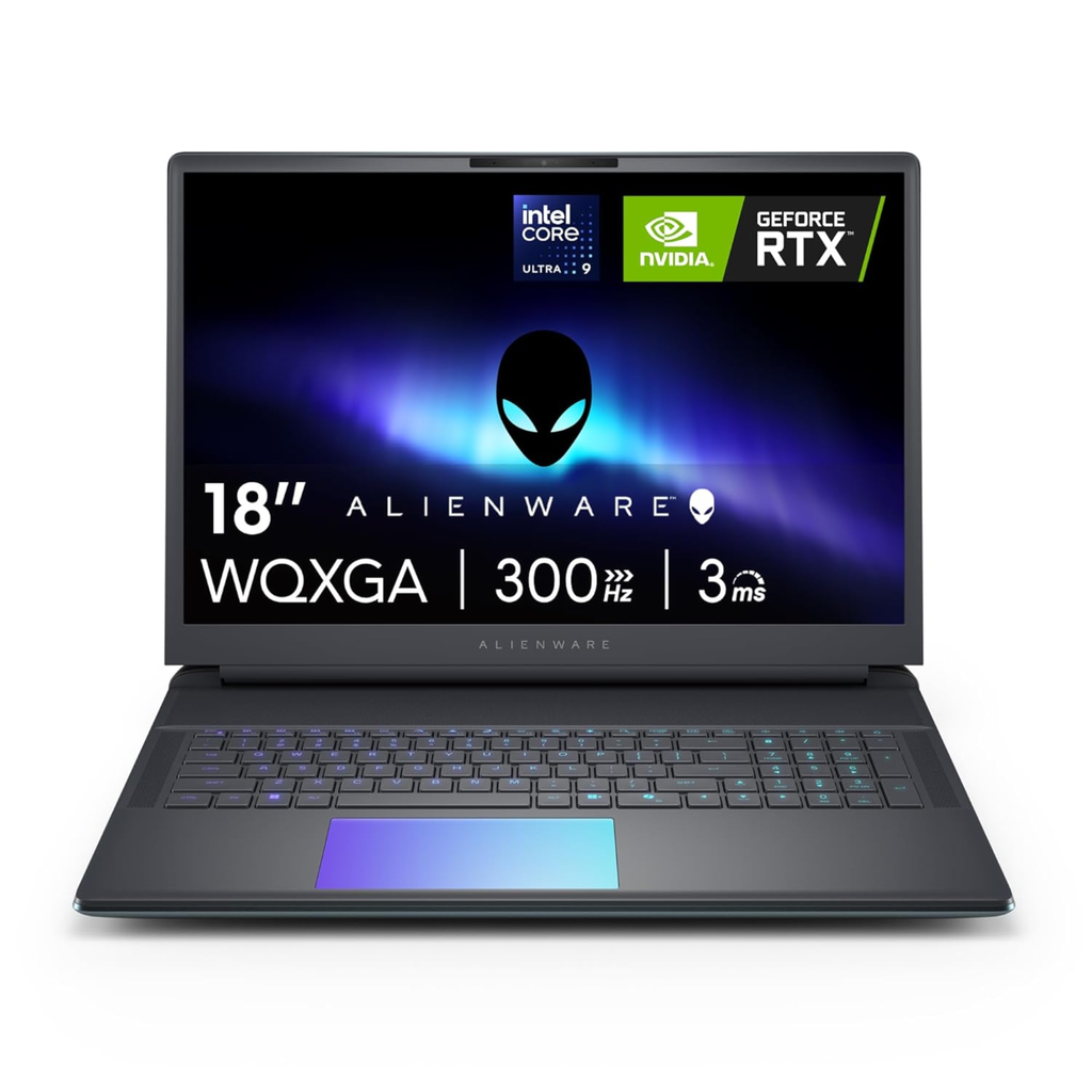 Alienware 18 Area-51 Flagship AI Gaming Laptop 18.0" WQXGA 300Hz 500Nits - AI Enabled Intel Core Ultra 9 275HX, NVIDIA GeForce RTX 5080 16GB GDDR7, 32GB DDR5, 2TB SSD, Win 11, MSO 2024 (Liquid Teal, 4.34kg)