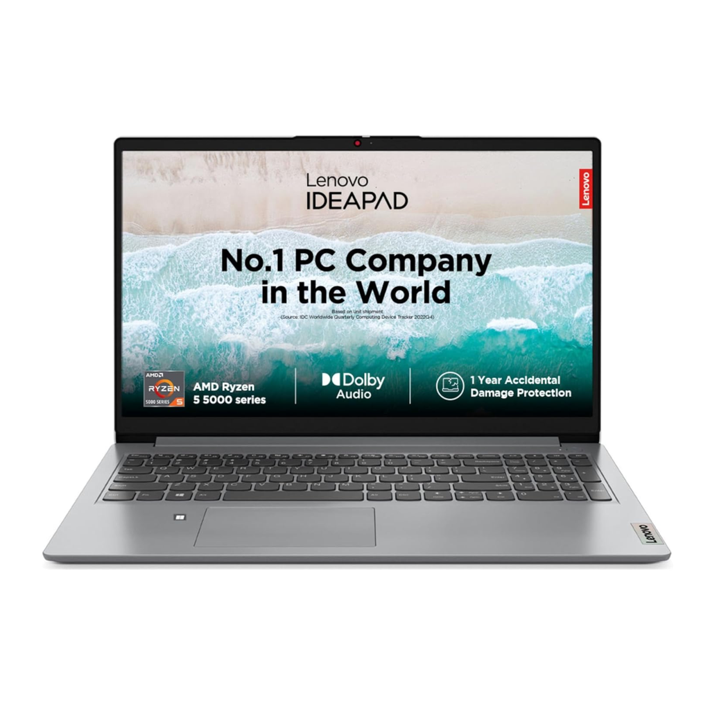 Lenovo IdeaPad Slim 1 Thin & Light Laptop 15.6" HD - AMD Ryzen 5 5500U, 16GB RAM, 512GB SSD, Integrated AMD Radeon Graphics, Win 11 Home, MS Office 21, 1Yr ADP Free (Cloud Grey, 1.61kg, 82R400ERIN)