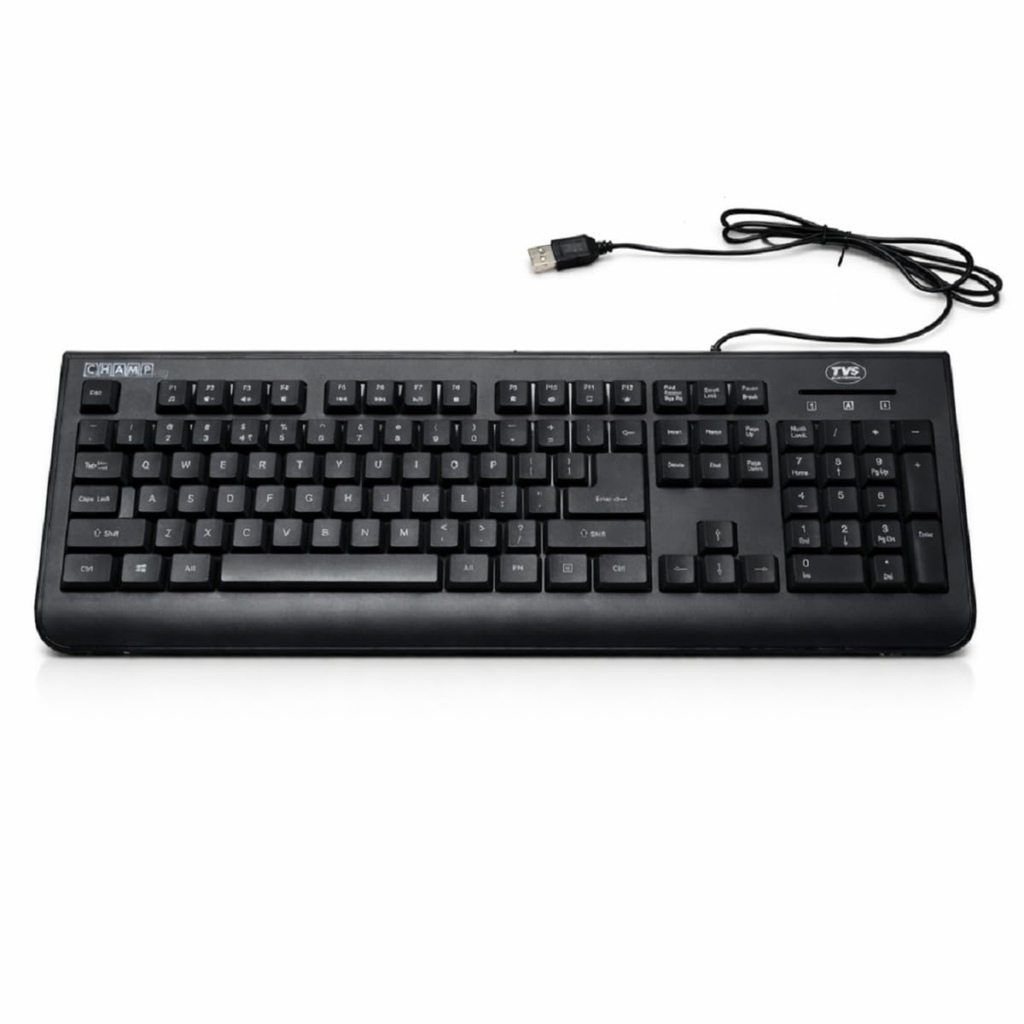 TVS Champ HD (Heavy Duty) USB Wired Keyboard - 1 Year Warranty, 104-Key Full Layout, Laser-Etched Keys (Black)