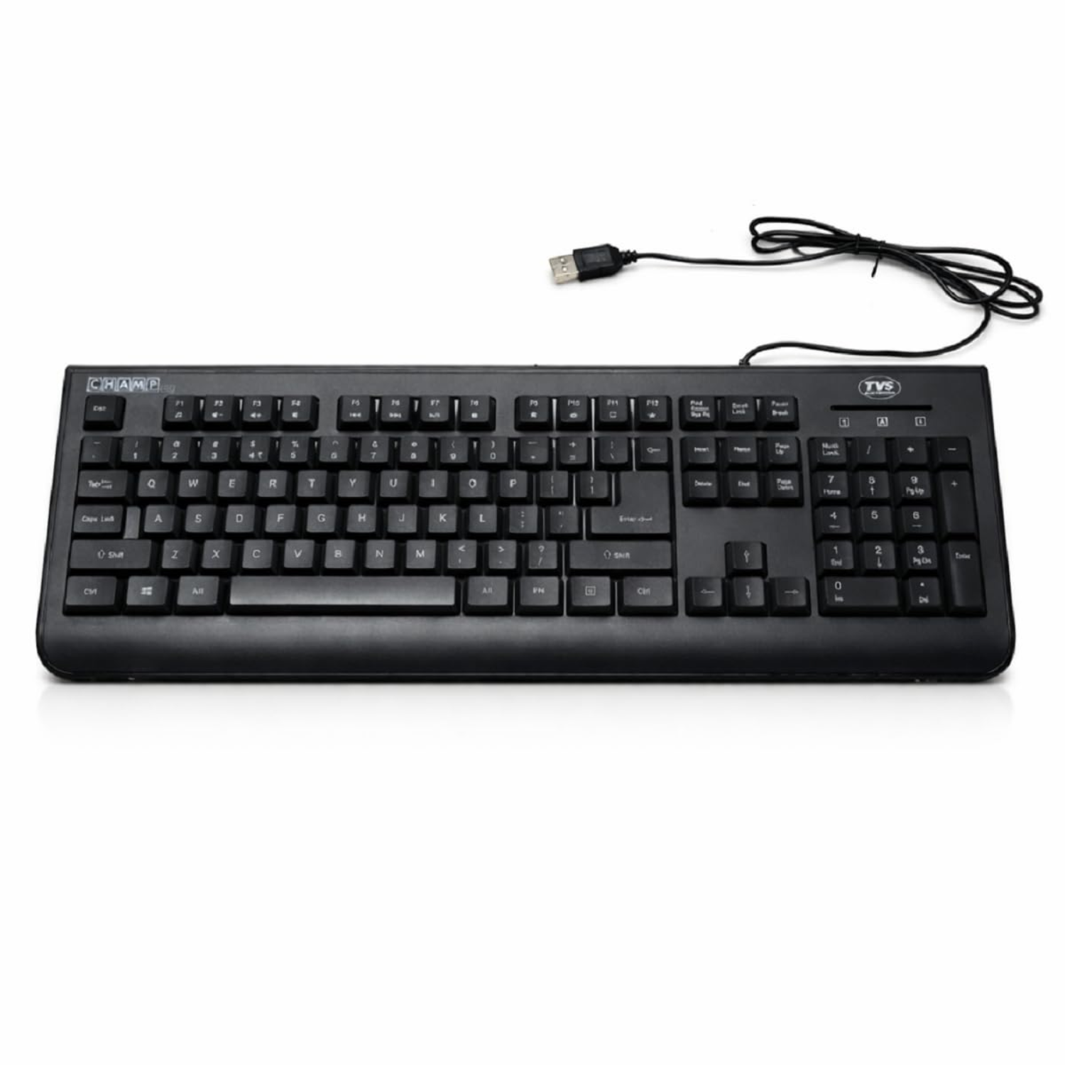 TVS Champ HD (Heavy Duty) USB Wired Keyboard - 1 Year Warranty, 104-Key Full Layout, Laser-Etched Keys (Black)