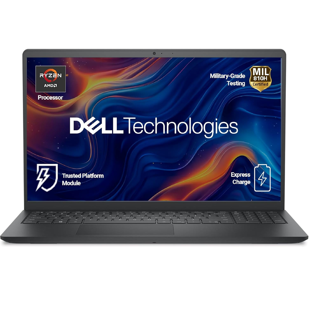 Dell 15 Laptop (Previously Inspiron) | AMD Ryzen 5 7520U | 8GB LPDDR5 RAM | 512GB SSD | 15.6" Full HD Display | Windows 11 Home | Thin & Light | Carbon Black