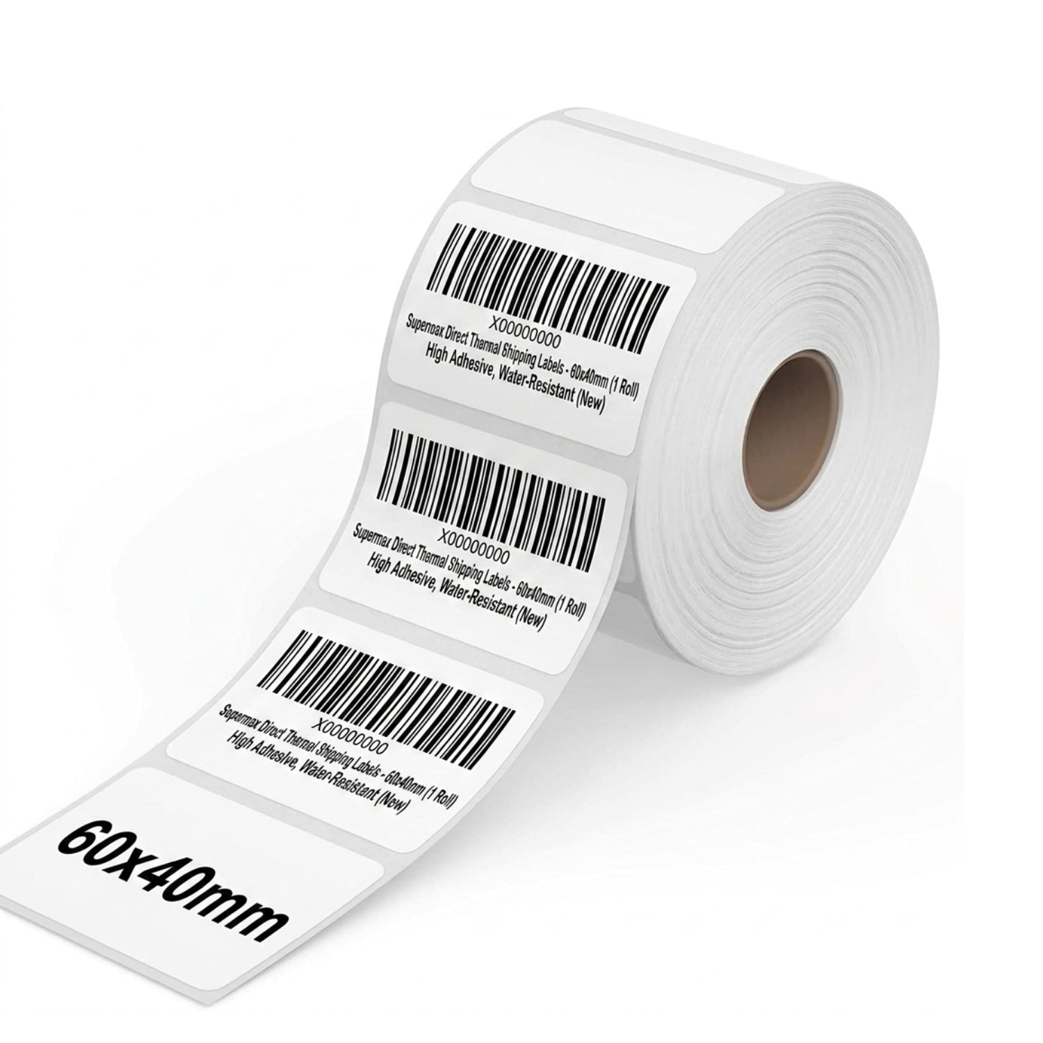 60x40mm Direct Thermal Barcode Label Roll | 1000 Labels Per Roll | 1 Up DT Sticker | Self Adhesive Shipping, POS & Logistics Labels