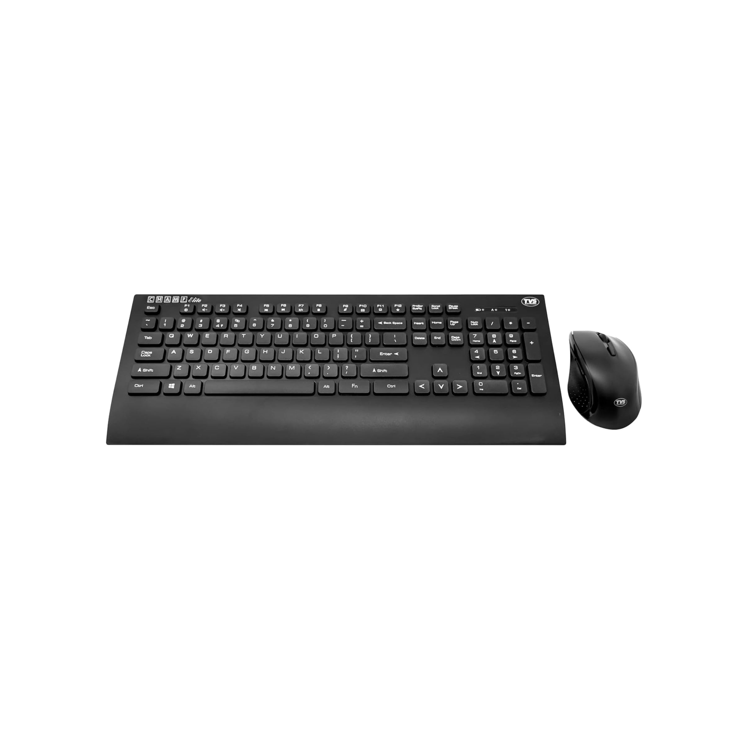 TVS Electronics Champ Elite Wireless Keyboard and Mouse Combo | 10 Million Keystrokes | 1600 DPI Optical Tracking | 10m Wireless Range | UV Coated Abrasion Resistant Keys | Long Battery Life (Black)