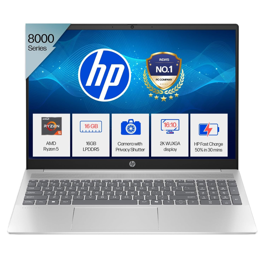 HP Pavilion 16 AI PC (ag0019AU) 16" WUXGA Display - AMD Ryzen 5 8540U, AMD Radeon Graphics, 16GB LPDDR5 RAM, 512GB SSD, 1080p FHD IR Camera w/ Privacy Shutter, Backlit KB, Windows 11 (Silver, 1.79kg)
