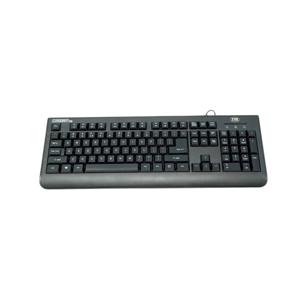 TVS Electronics Champ Heavy Duty Wired USB Keyboard | 10 Million Keystrokes | Spill-Resistant Design | UV Coated Long-Lasting Keys | Ergonomic Desktop Keyboard for Office & Home (Black)