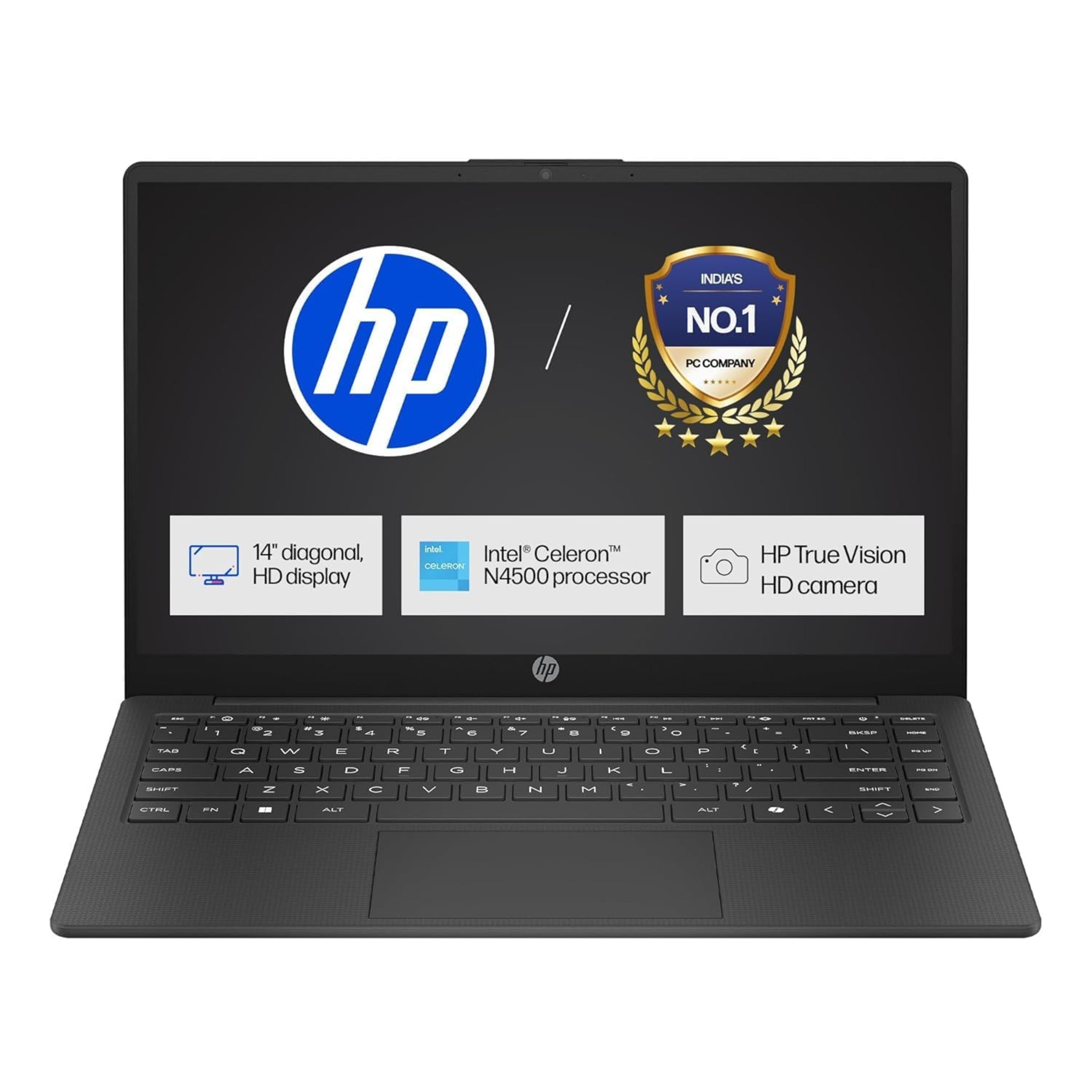 HP 14s (DQ3149TU) Thin & Light Business Laptop 14.0" HD Display - Intel Celeron Dual Core N4500, 8GB RAM, 512GB SSD, HP True Vision HD Camera, Windows 11, MS Office 2024 (Black, 1.46kg)