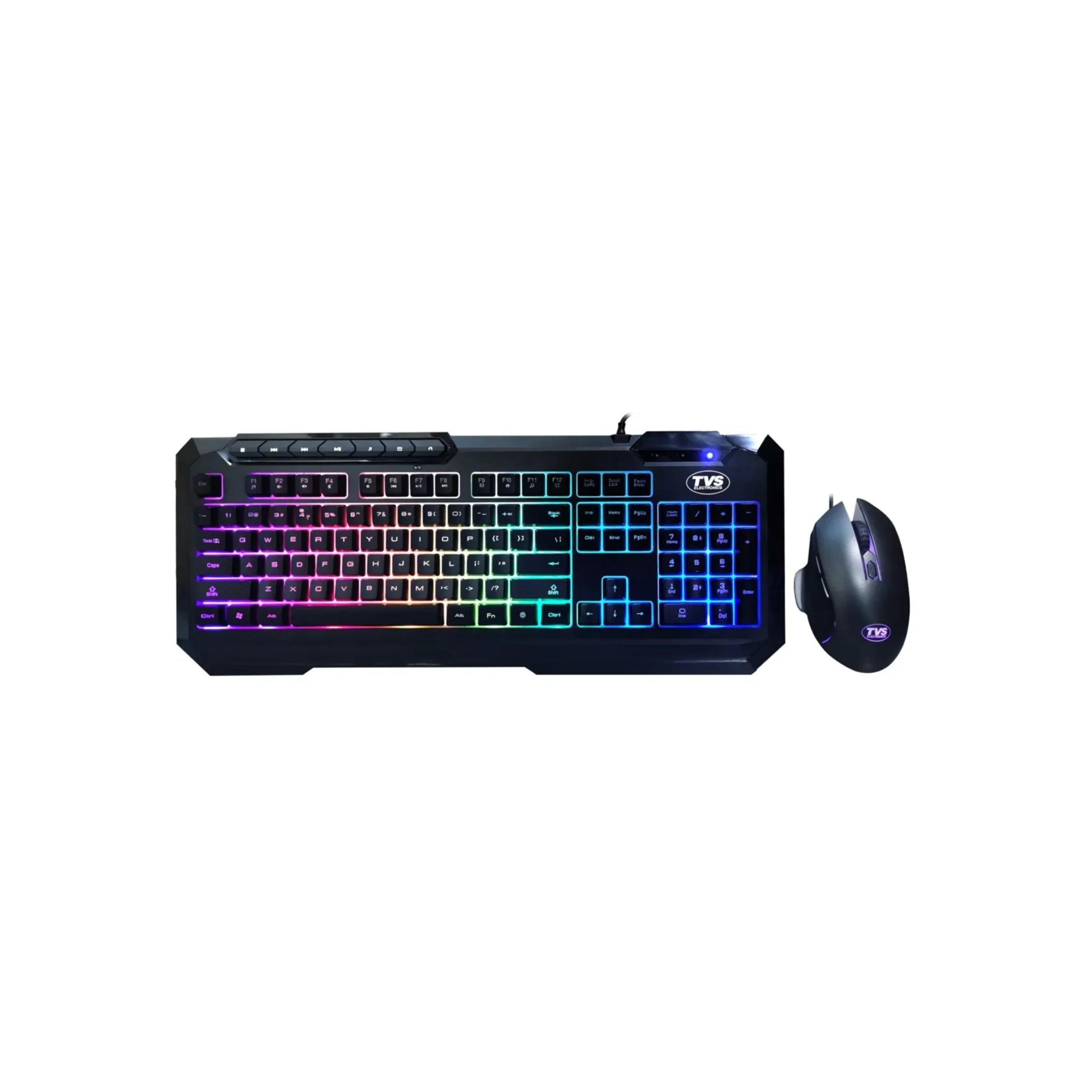 TVS Electronics Champ Blitz Wired Gaming Keyboard and Mouse Combo | Rainbow LED Backlit | 19-Key Anti-Ghosting | 3200 DPI Adjustable Optical Mouse | Ergonomic Design for PC Gamers & Streamers (Black)