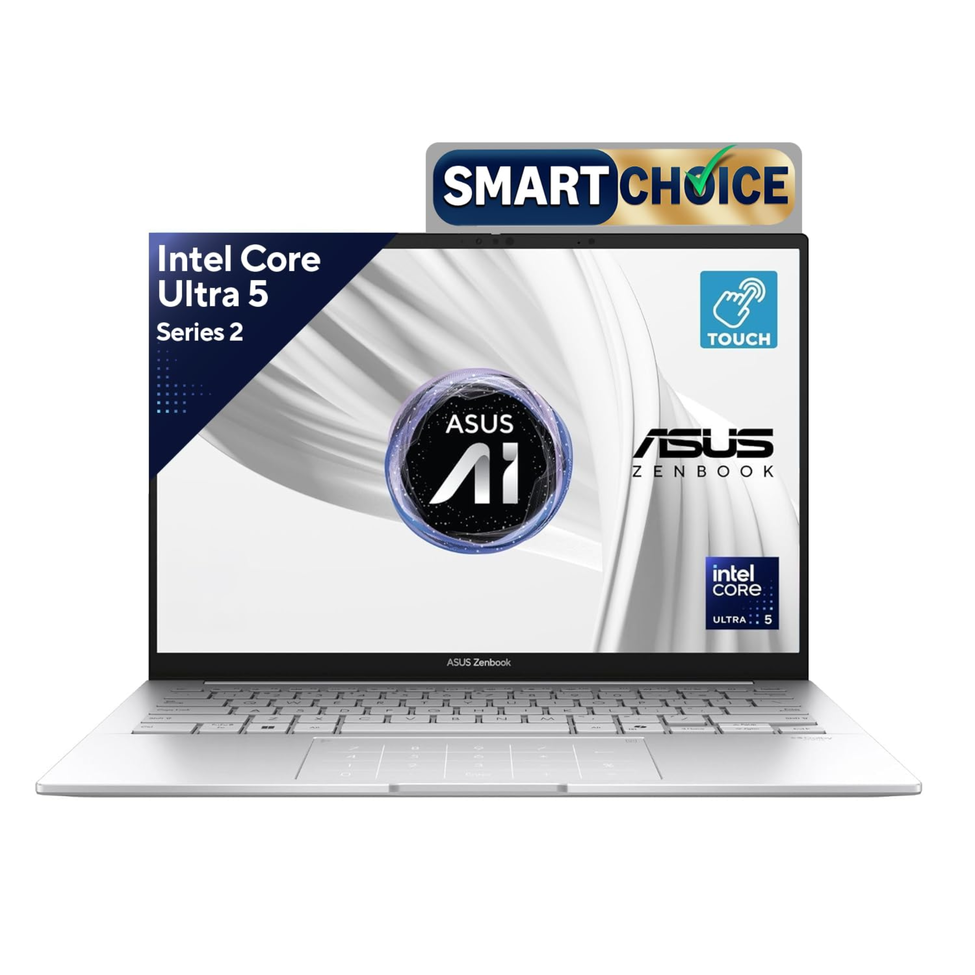 ASUS Zenbook 14 14.0" 3K OLED Touchscreen 120Hz Laptop - Intel Core Ultra 5 (Series 2), 16GB RAM, 1TB SSD, Windows 11 Home, Office 2024 & Microsoft 365 Basic (Silver, 1.28kg, UX3405CA-PZ345WS)