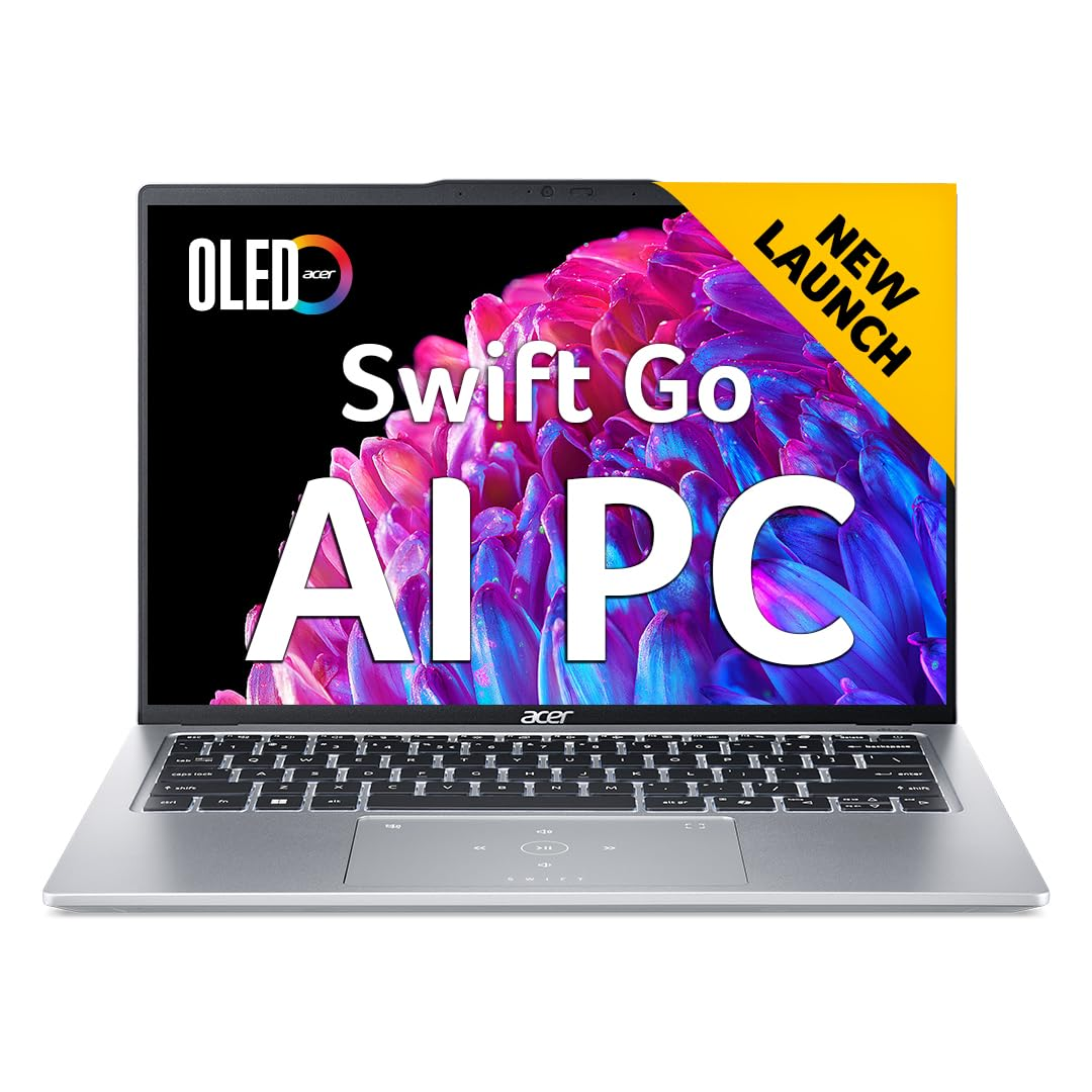 Acer Swift Go 14 AI PC 14.0" WQXGA OLED Laptop - Intel Core Ultra 5 125H, Intel Arc Graphics, 16GB LPDDR5X RAM, 512GB SSD, 1440p Camera, Win 11, Office 2024 (Pure Silver, 1.3kg, SFG14-73)