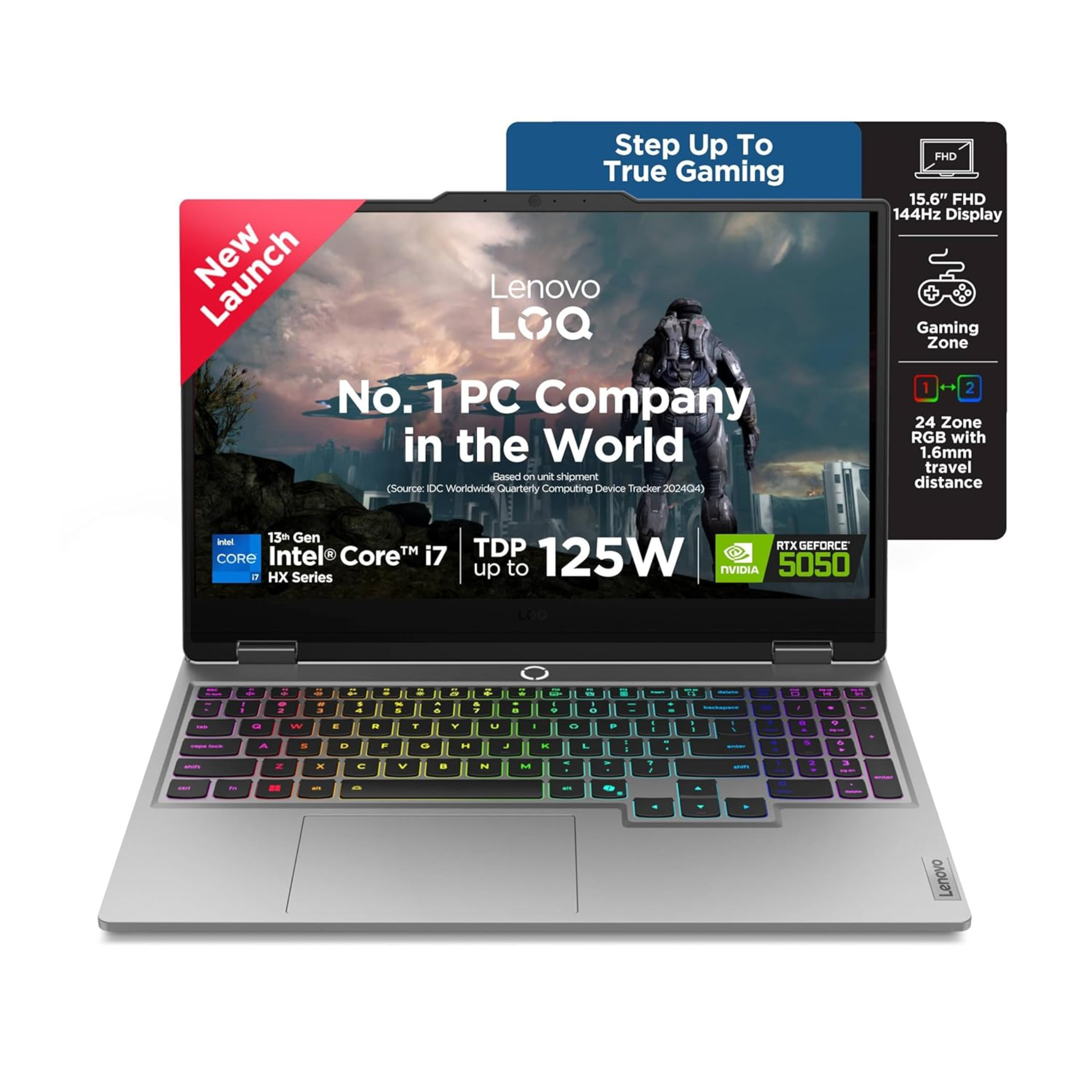 Lenovo LOQ 15.6" FHD 144Hz AI Gaming Laptop - 13th Gen Intel Core i7-13700HX, NVIDIA GeForce RTX 5050 8GB GPU, 16GB RAM, 1TB SSD, Win 11, Office 2024 (Grey, 2.4kg, 83JE00U7IN)