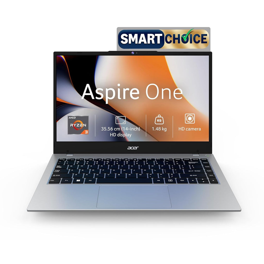Acer Aspire One 14" Laptop - AMD Ryzen 3-7320U, 8GB LPDDR5 RAM, 256GB SSD, Windows 11 Home | Thin & Light Portable Laptop (Pure Silver)