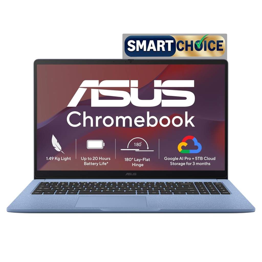 ASUS Chromebook CM1505 (2026) 15.6" FHD 60Hz - MediaTek Kompanio 540, 4GB RAM, 64GB SSD, Chrome OS (Fabric Blue, 1.49kg, CM1505CM4A-S70080)