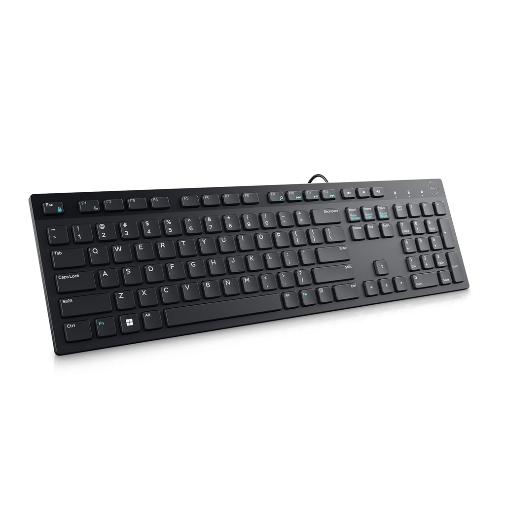 Dell KB216 Multimedia Wired USB Keyboard - Chiclet Keys, Hotkeys, Spill-Resistant, Plug and Play (Black)
