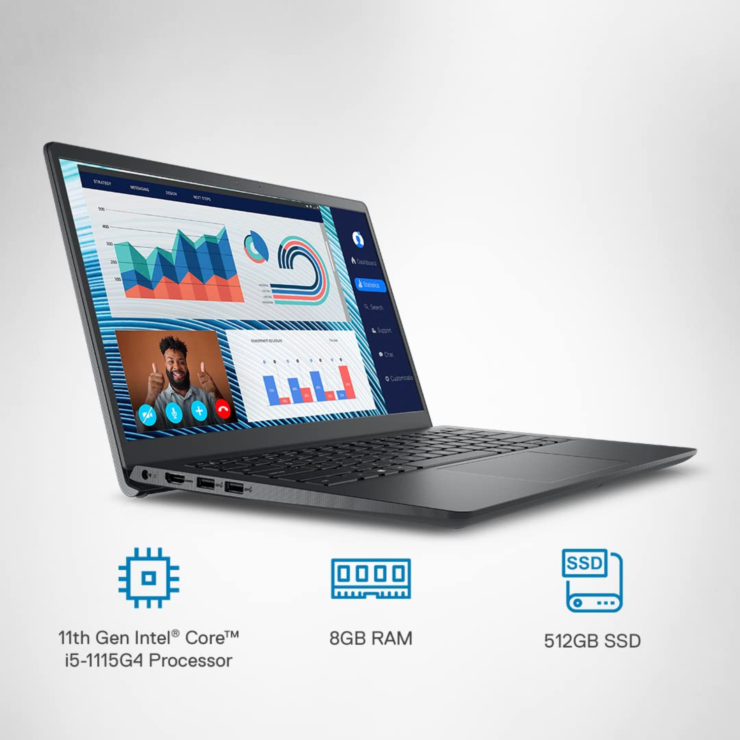 Dell Vostro 3420 Laptop D552281WIN9BE | Intel Core i5-1235U | 8GB RAM | 512GB SSD | 14" FHD Display | Windows 11 | MS Office 2021
