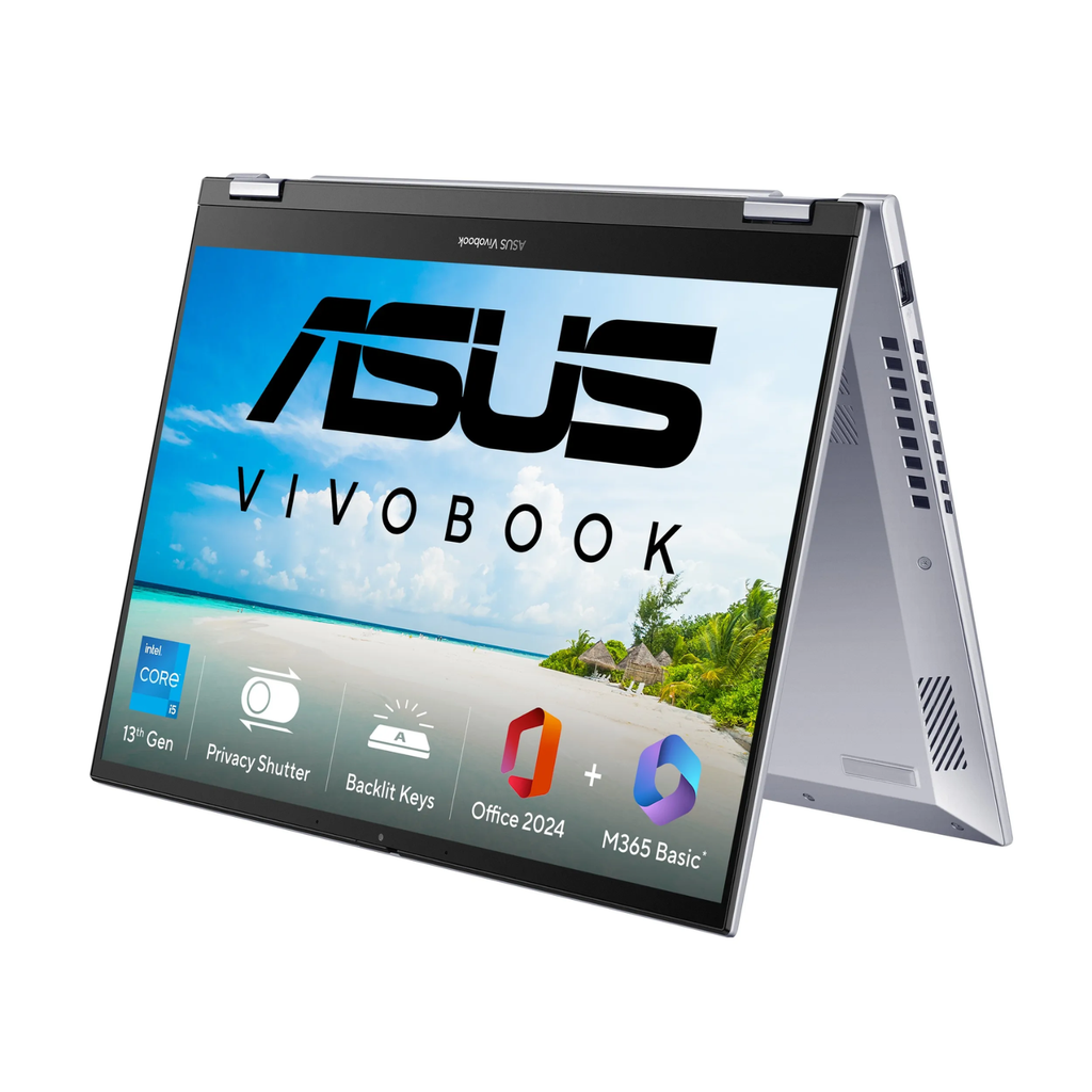 ASUS Vivobook S 14 Flip TP3402VAO-LZ612WS 14" FHD+ Touch Laptop (Intel Core i5-13420H / 16GB RAM / 512GB SSD / Windows 11 / MS Office / Backlit Keyboard / Cool Silver)