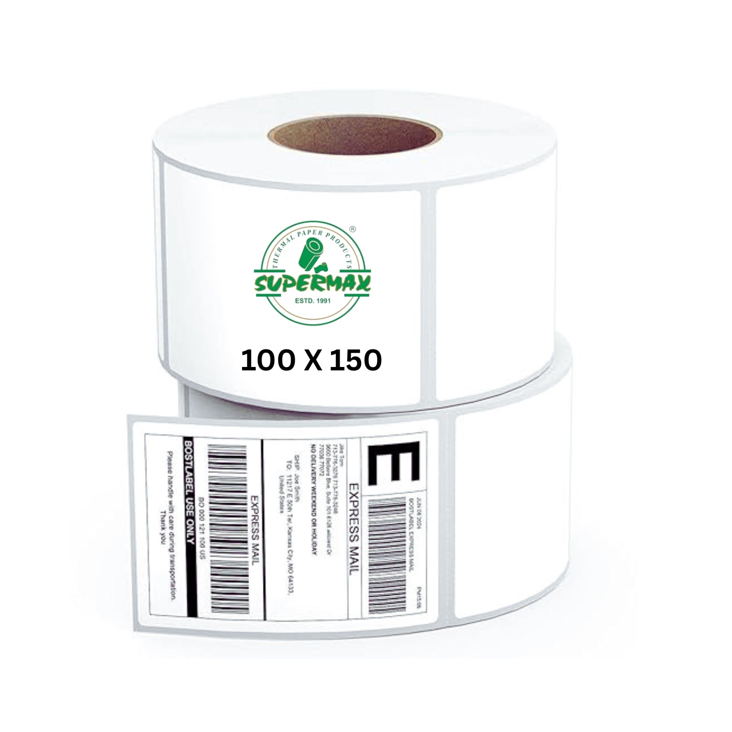 100x150mm Direct Thermal Shipping Label Roll | 400 Labels Per Roll | 1 Up DT Barcode Sticker | Self Adhesive eCommerce & Logistics Labels