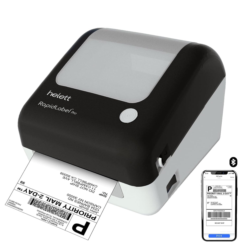 Helett H30C Pro Wireless Bluetooth Thermal Label Printer 4x6 | USB Shipping Barcode Printer | 203 DPI | Windows & Mac Compatible