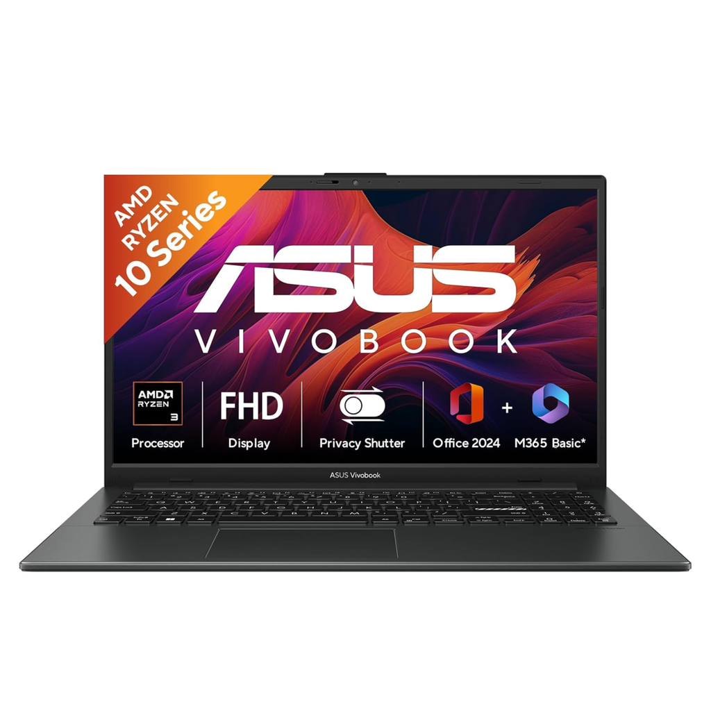 ASUS Vivobook Go 14 (2026) 14.0" Full HD Laptop - AMD Ryzen 5 7520U / Ryzen 5 40, AMD Radeon iGPU, 8GB RAM, 512GB SSD, Webcam Privacy Shutter, Windows 11 Home, Office 2024 & Microsoft 365 Basic (Mixed Black, 1.38kg, E1404FA-EB1415WS)