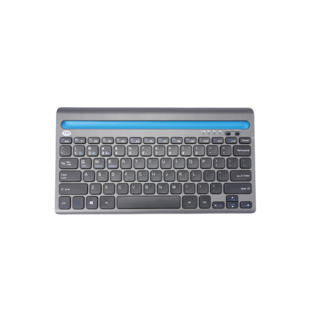 TVS Electronics Champ BK372 Multi-Device Wireless Bluetooth Keyboard | Connect Up to 3 Devices | Built-in Smartphone & Tablet Cradle | Rechargeable Battery | Slim Scissor Switch Keys for Windows, Mac, iOS & Android (Black)