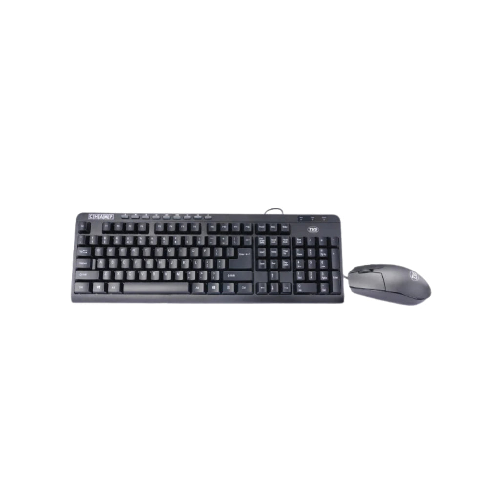 TVS Electronics Champ Executive Wired Keyboard and Mouse Combo | 10 Million Keystrokes | 1200 DPI Optical Mouse | Multimedia Hotkeys | Spill-Resistant & UV Coated Keys (Black)