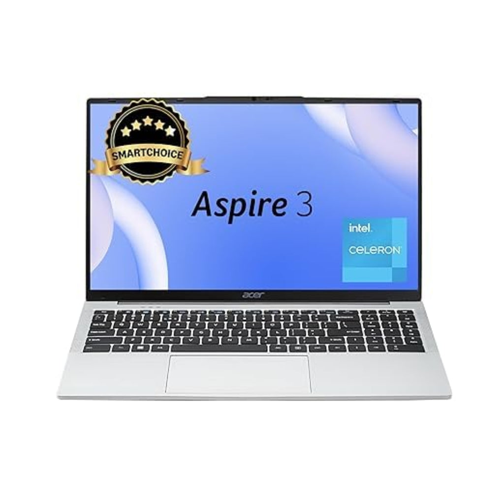 Acer Aspire 3 15.6" Laptop - Intel Celeron N4500, 8GB LPDDR4X RAM, 256GB SSD, HD Webcam, Win 11 Home | Thin & Light Budget Laptop (Pure Silver)