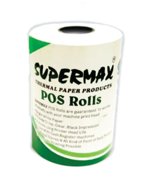 SUPERMAX PREMIUEM THERMAL PAPER POS ROLLS 55/56/57 MM MM 2 INCHES G2 PACK OF 10 ROLLS