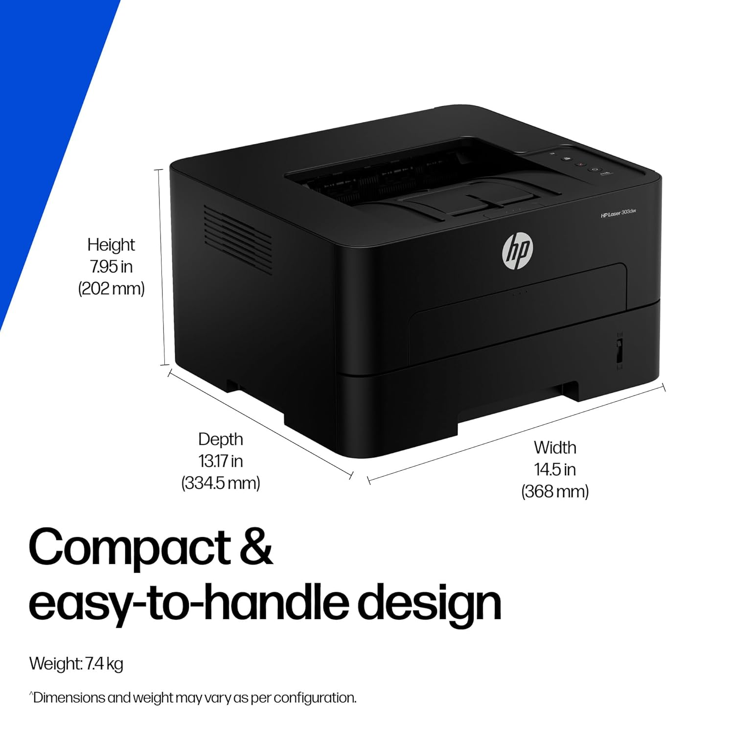 HP LaserJet Tank 303dw Wireless Monochrome Laser Printer - Auto Duplex, Wi-Fi & Ethernet, Pre-Filled Toner Tank Engine, USB 2.0 (White & Gray)