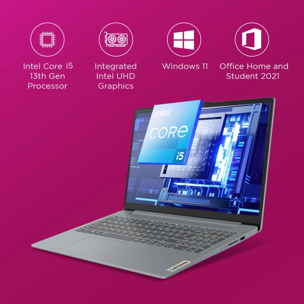Lenovo IdeaPad Slim 3 15.6" FHD Laptop (Intel Core i5-12450H / 16GB RAM / 512GB SSD / Windows 11 Home / Backlit Keyboard / Arctic Grey) - 83ER00MCIN