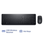 Dell KM3322W Wireless Keyboard and Mouse Combo - Anti-Friction Keycaps, Up to 36-Month Battery Life, 1000 DPI Optical Mouse, 2.4GHz Wireless (Black)