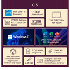 Dell G15 5530 Gaming Laptop | Intel Core i5-13450HX | 16GB DDR5 RAM | 512GB SSD | NVIDIA GeForce RTX 3050 6GB | 15.6" FHD 120Hz Display | RGB Backlit Keyboard | Windows 11 + MS Office 2021 | Dark Shadow Gray