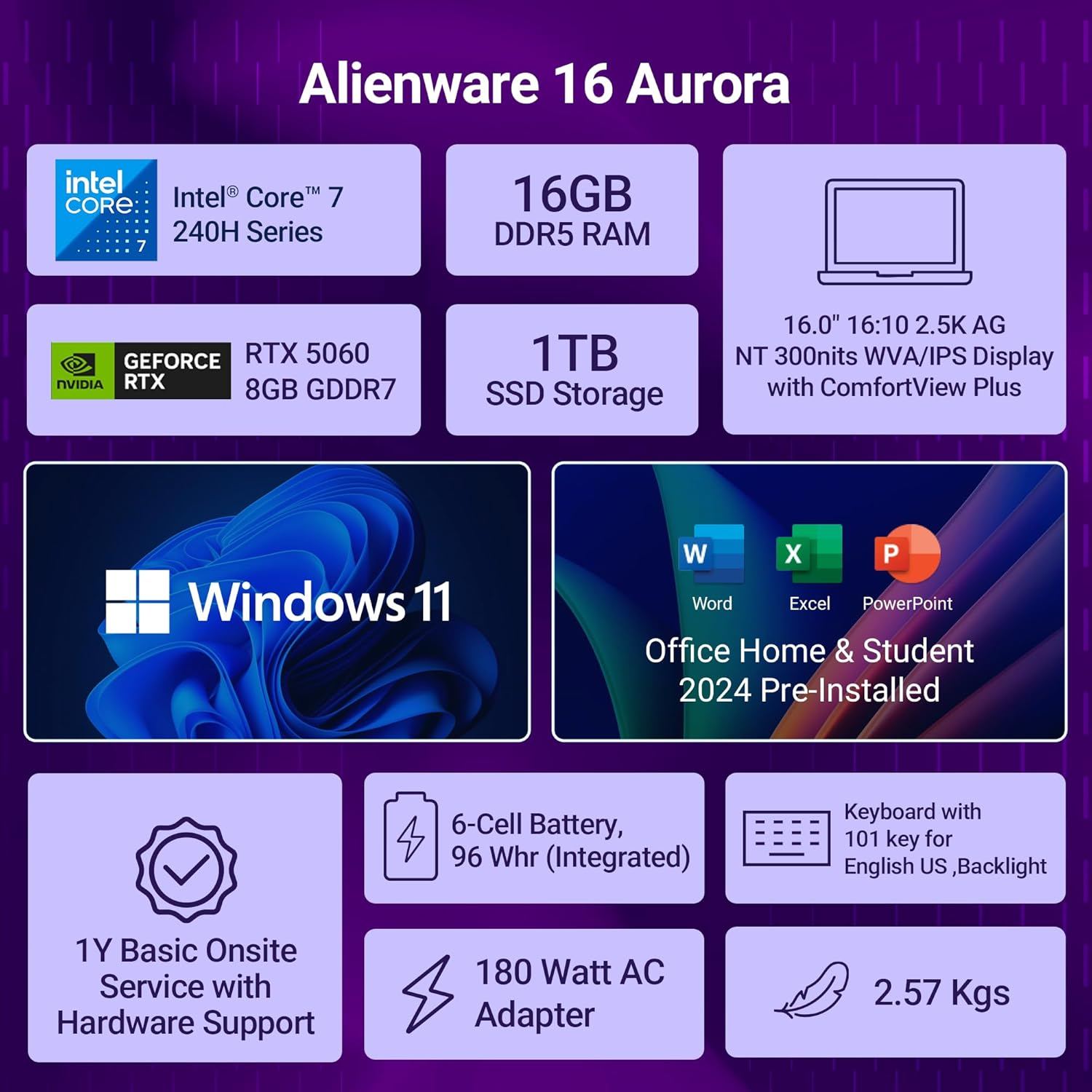 Alienware m18 R2 Gaming Laptop | Intel Core i9-14900HX | NVIDIA GeForce RTX 4080 12GB | 16GB DDR5 RAM | 1TB SSD | 18" QHD+ 165Hz Display | Windows 11 Home