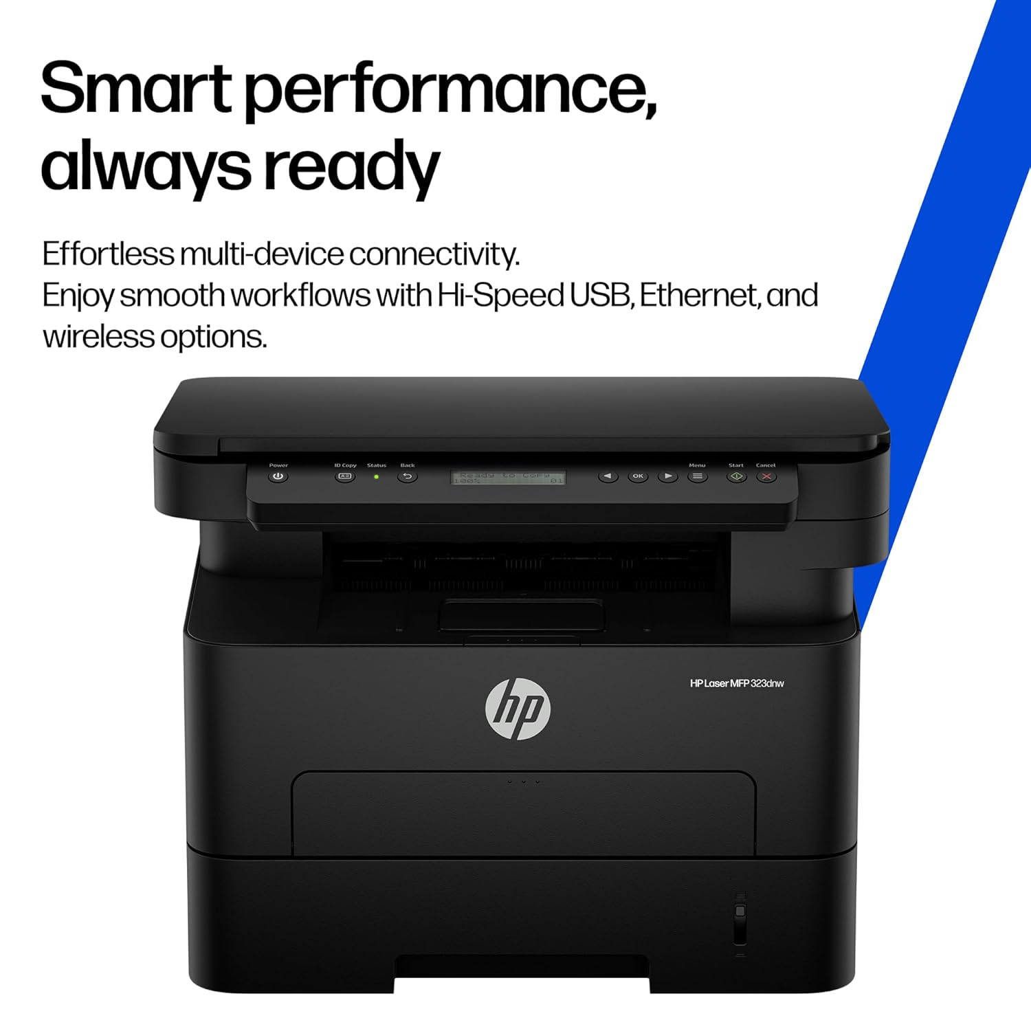 HP LaserJet Tank 323dnw Wireless Monochrome Laser Printer - Auto Duplex, Wi-Fi, Ethernet, 5,000-Page Pre-Filled Toner Engine, USB 2.0 (White & Gray)